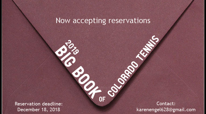 Now taking reservations for the 2019 Big Book of Colorado Tennis